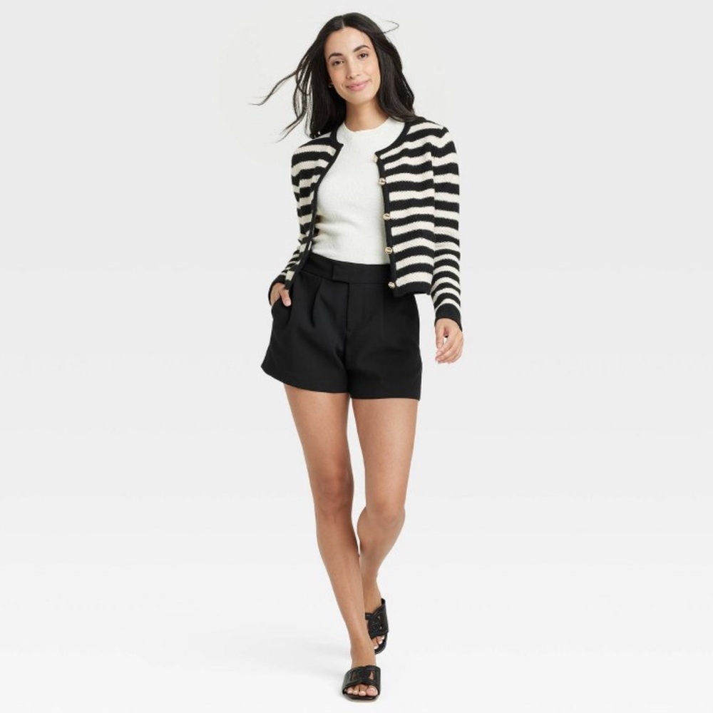 Women's High-Rise Tailored Shorts - A New Day Blend Inside Pocket Black 14 NWT